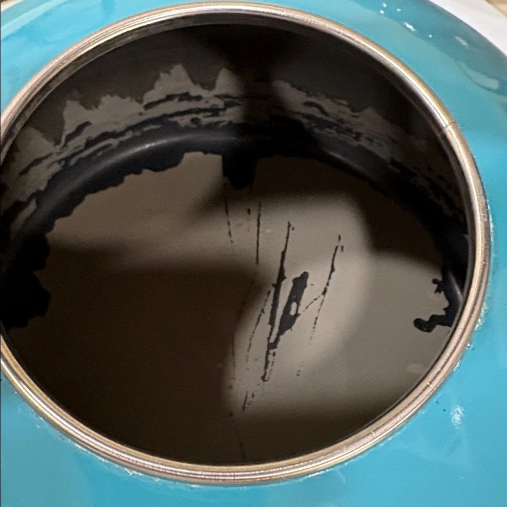 Teal Whistling Stovetop Kettle with Black Handle and Spout Cap